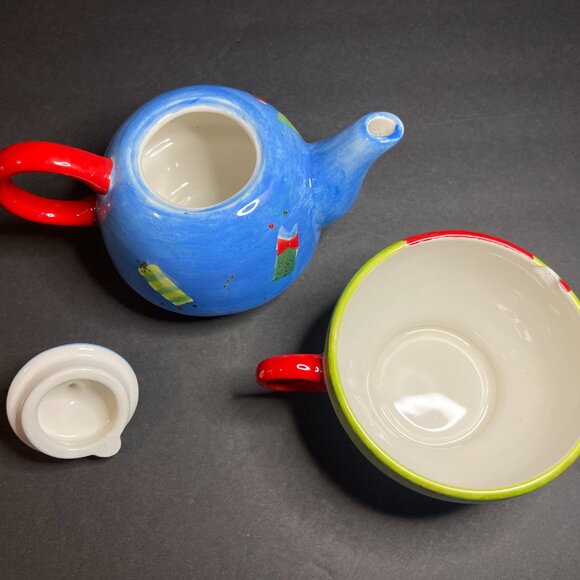 Le Gourmet Chef 2005 Christmas Ceramic Santa Claus 3pc Tea for One Set - Picture 7 of 10